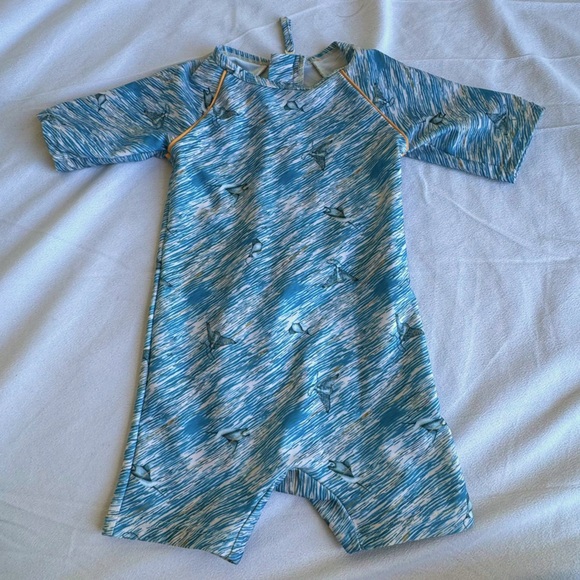 Mini A Ture Copenhagen 3-6 months Rashguard One Piece Blue Sea Ocean Swim UPF - Picture 1 of 5